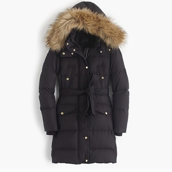 J. Crew Womens Wintress Faux Fur Trim Hooded Winter Puffer Coat Brown Size M - Picture 2 of 16